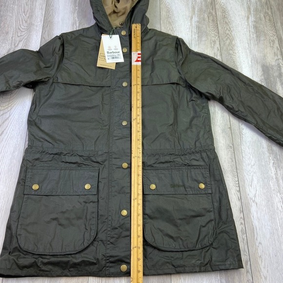 Barbour Durham Wax Lightweight 4 oz Waxed Cotton Green Womens Jacket Size US 8 - Picture 7 of 16